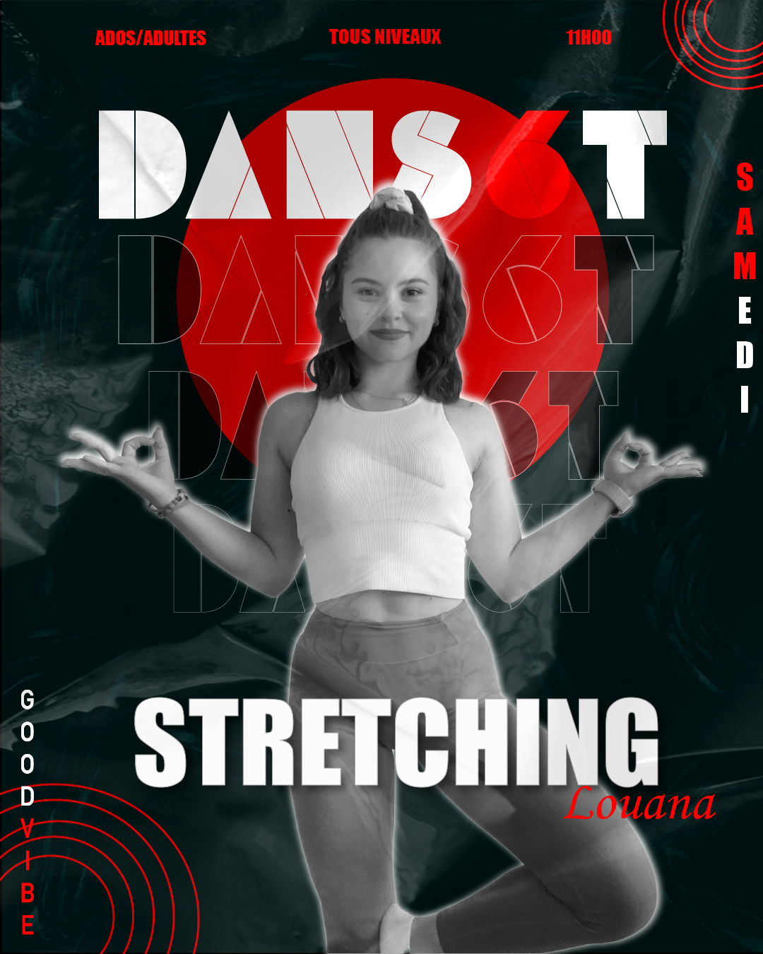 Visuel pour les cours de Stretching à Dans6T avec Louana.