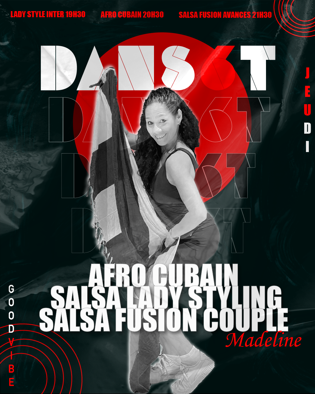 Visuel de Madeline pour les cours Salsa fusion, salsa ladies style et afro cubain à Dans6T