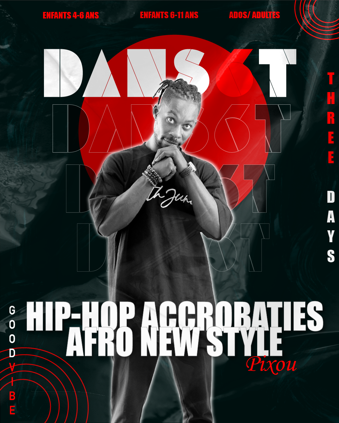 Visuel pour les cours de Pixou en Hip-hop, Acrobaties, capoeira, Afro new style à Dans6T